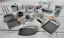 Barbie Gray Kitchen Dining Cups Trays Toasters Fry Basket Pizza Doll Size Lot