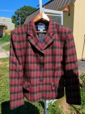 Vintage Pendleton Women's Blazer Cropped Sz 14 Tartan 100 Virgin Wool