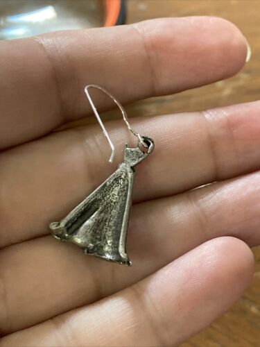 Native American Teepee 925 Sterling Silver Dangle Wires Pewter Earrings - Picture 3 of 4