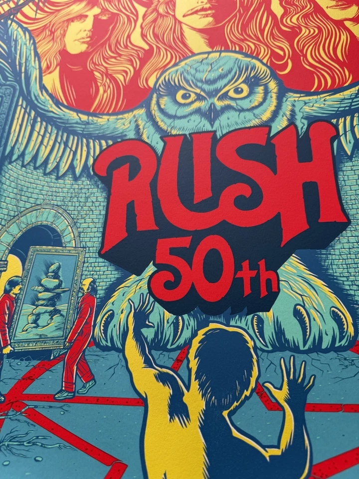 OFFICIAL RUSH Tour Poster 50th Anniversary 50 Yellow Edition 11/25 Super RARE! - Image 3 of 4