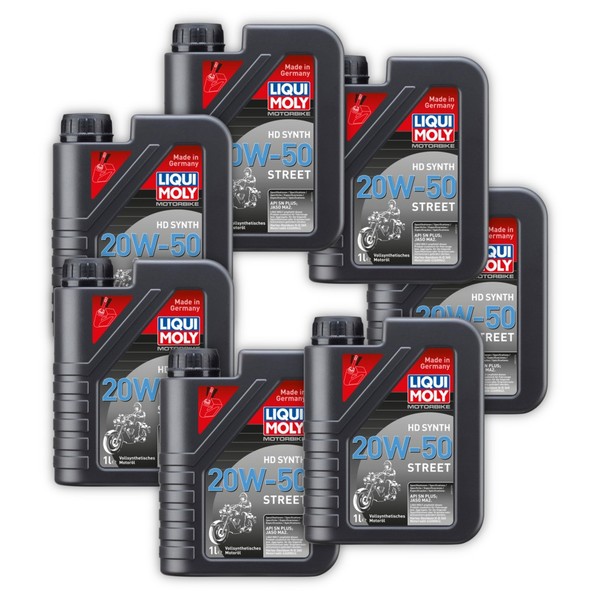 7X 1L Liqui Moly 3816 MotoröL Motorbike Hd Synth 20W-50 Street Motorrad Bike-image