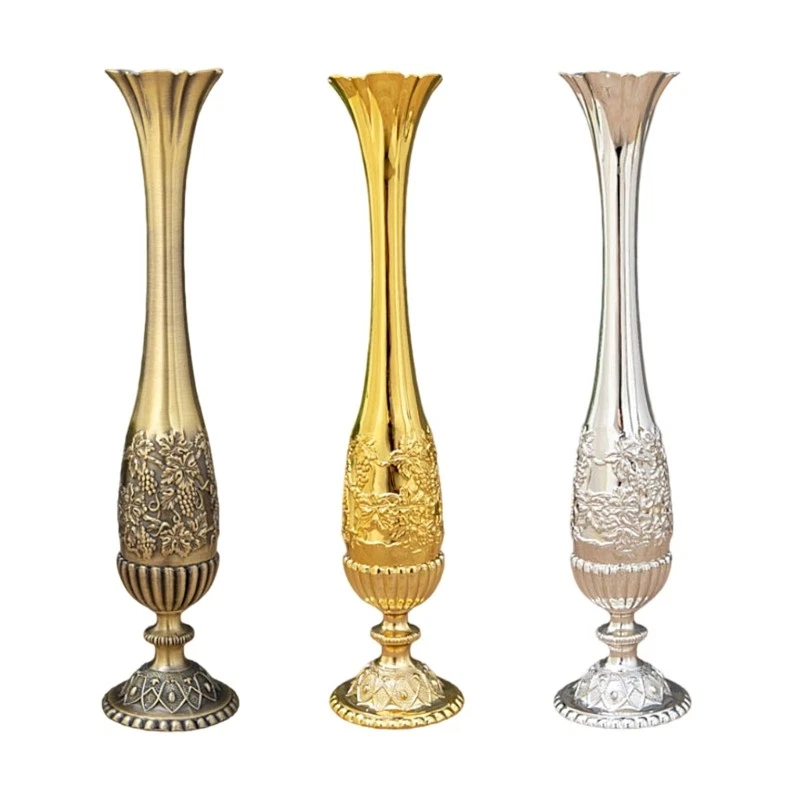 Sophisticated Narrow Neck Metal Vases Flower Bud Vases Gift For Housewarmings