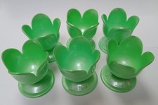 6x Green Vintage Tulip Egg Cups 1960s FREE P&P