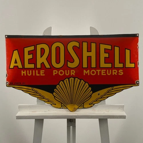 Aeroshell Enamel Sign - 65x38cm (25.6x15") - Retro Gas Station Vintage Wall Sign