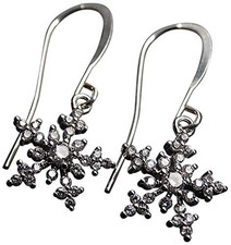 Designed By Stacey Handmade Sparkly CZ Snowflake Drop Earrings, 925 Sterling ...