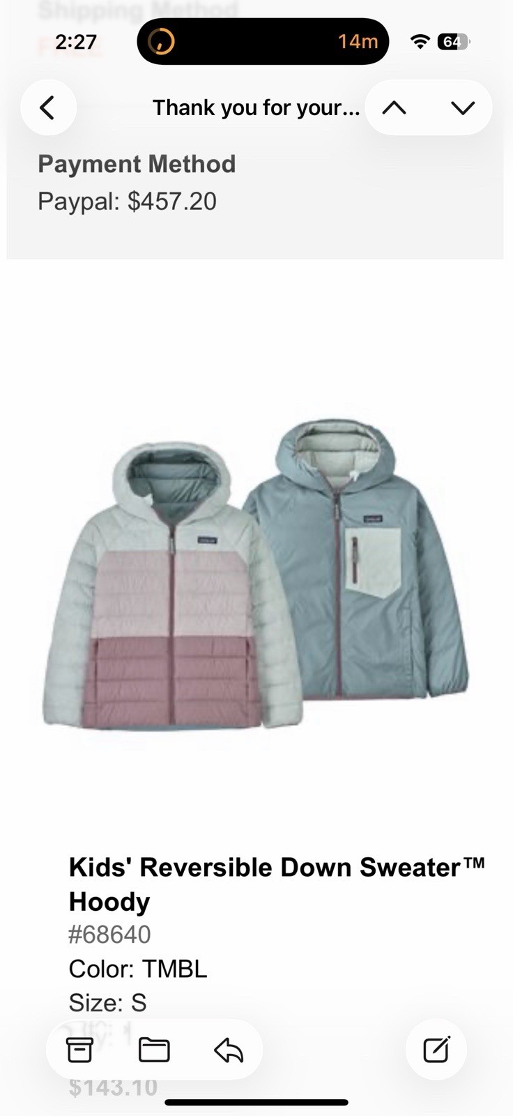 Patagonia Reversible Down Sweater Hoody Style 68640 Jacket Coat Girls Small 7/8 thumbnail 13