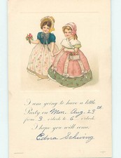 Pre-Linen fashion GIRLS IN COLORFUL DRESSES HOLDING HANDS : clearance HL5490