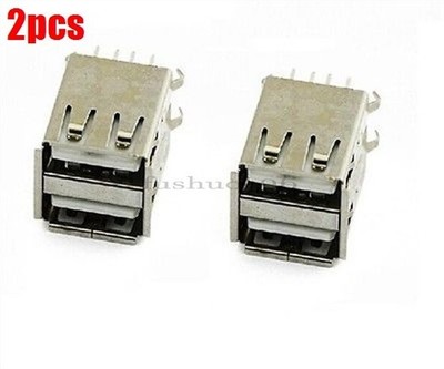 2Pcs Double Usb Female Socket Pcb Mount Soldering New Ic xw @zx