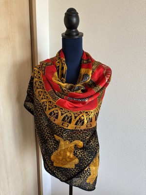 LANVIN Oversized Silk Scarf Shawl Antique Chair Interior Motif Made in Italy