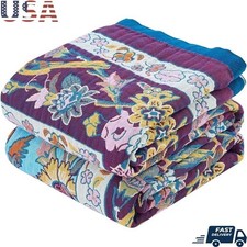 Boho Farmhouse Blanket Soft Organic Cotton Chic Throw Versatile Quilt Gift New