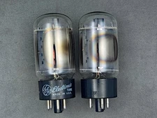 (2) GE 6L6GC Power Tubes Gray Plates Dual Side D Getters Tests NOS Amplitrex