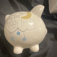 Rashti Rashti My First Piggy Bank Ceramic Pig White Stars A41741 7"