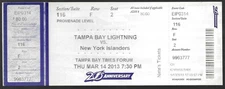 March 14 2013 Tampa Bay Lightning vs New York Islanders ticket stub