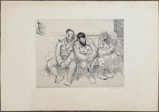 Théophile Alexandre Steinlen Entre deux... lithograph 1916 autographed