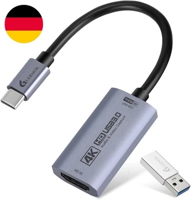Guermok HDMI Video Capture Card 4K@60FPS, 1080P@240FPS USB 3.0 HDMI Zu USB A/C A
