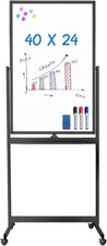 NEW! Magnetic Mobile Whiteboard,40x24, Double~Sided Dry Erase, Rolling -Black