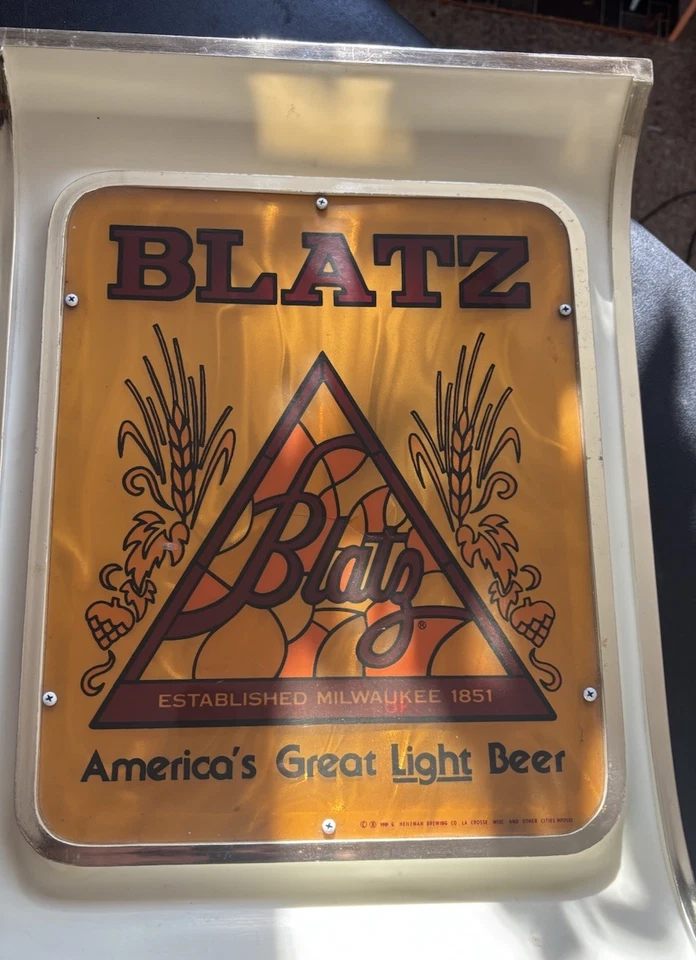 Cerveza Blatz Vintage 1981 Iluminar Letrero Bar Decoración Publicidad Exhibición Wisconsin Foto 2 de 4