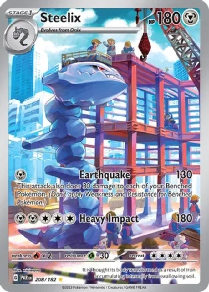 NM-Mint Steelix - 208/182 - Illustration Rare Pokemon Paradox Rift