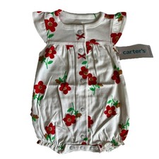 Carter's Girls One Piece Romper Flutter Sleeve Floral Design Size Newborn NWT