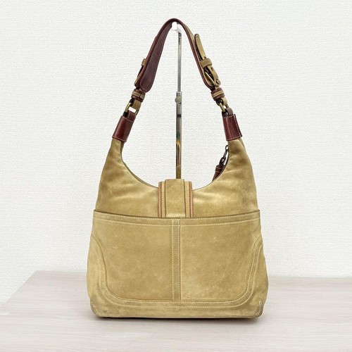 COACH 7472 Hampton Suede Hobo Shoulder Bag Beige Vintage Purse Rare Y2K Used - Picture 22 of 24