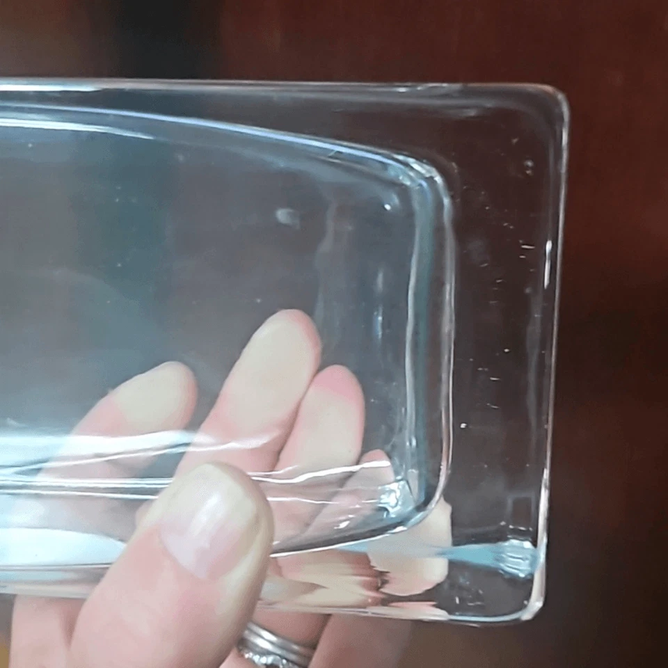 Jarrón pesado rectangular de vidrio corte pesado MCM de alta calidad vintage Foto 4 de 4