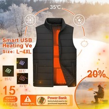 10 Heating Zones USB-Powered Heated Vest - Unisex 3 Heat Levels Large Size