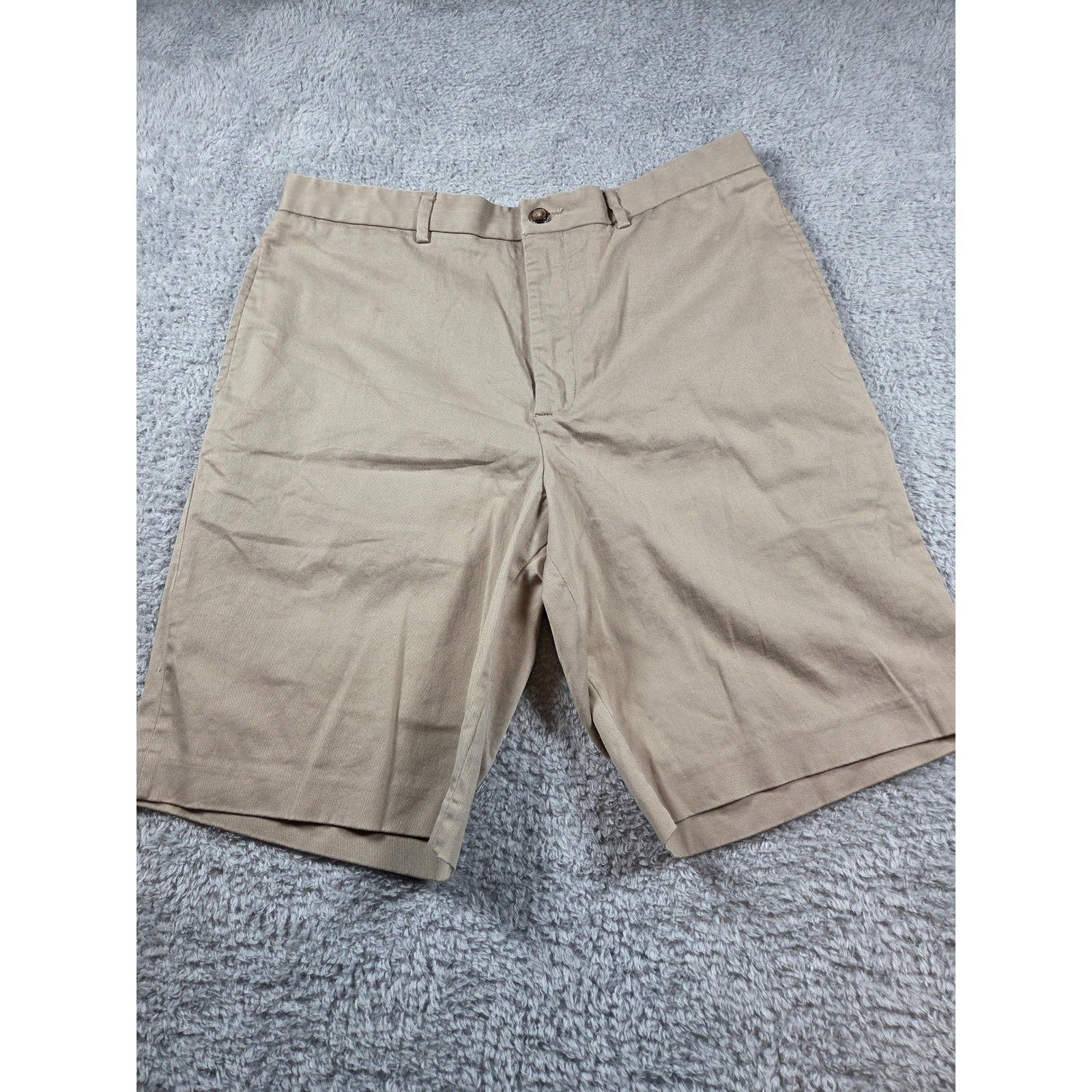 Greg Norman Chino Shorts 36 Khaki Mens Cotton Stretch Flat Front Golf Casual