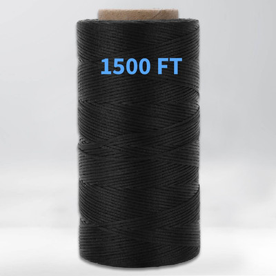 9-Ply Black Waxed Twine 1500 Feet/500 Yard Wax Lacing Cord Nylon (210D Polyester