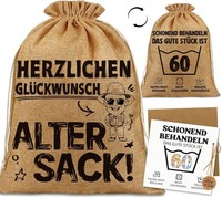 "Geschenkbeutel Jutebeutel 60. Geburtstag Mann \"Herzlichen GlüCkwunsch, Alter"