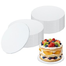 24 Pcs 6 Inch Cake Boards, 1/4" Thick Round Cake Drum Cardboard Base, White