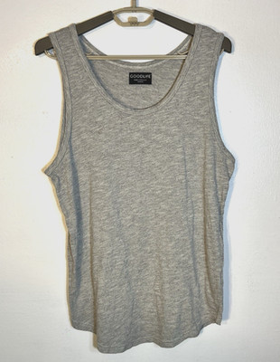 GoodLife Men's Medium Grey Tri-Blend Scoop Neck Curve Hem USA Made Tank Top