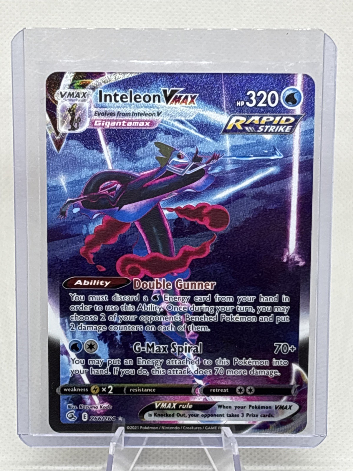 Inteleon VMAX (Alternate Art Secret) 266/264 Swsh08: Fusion Strike Holo 2021 NM