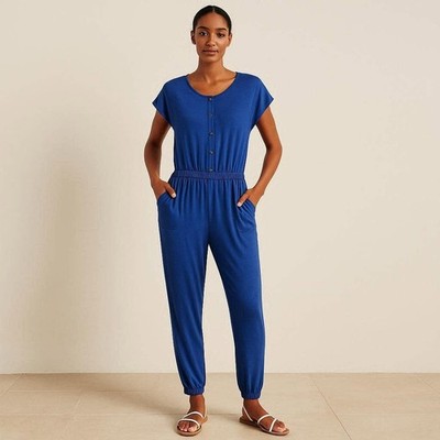 Resort Vacation Wear Elevated Loungewear House-to-street S Blue Jumpsuit