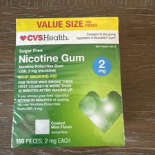 CVS NICOTINE GUM 2 mg COATED ICE MINT 160 Pieces New Sealed