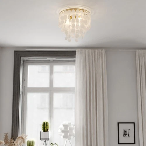 Vaxcel Lighting C0285 Elsa 3 Light 16"W Flush Mount Capiz Shells - Brass - Picture 7 of 12