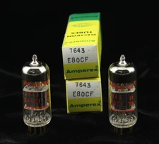 New Qty 2 Amperex 7643 E80CF  Mullard Mitcham Matched Pair Grey Plates O Getter