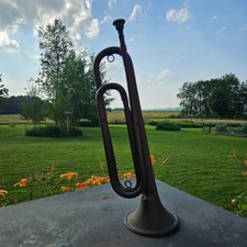 Vintage Rexcraft Brass Bugle US Regulation Military Horn Rustic Mantle Decor