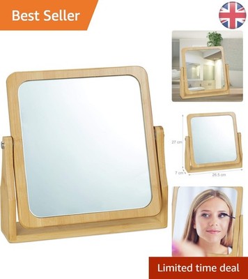 Eleganter Bambus 360° drehbarer Kosmetikspiegel für Make-up - freistehendes Design