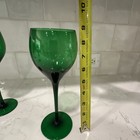 Vintage Set of 5 Mouth Blown Emerald Green 8.5” Wine Glasses — photo 4