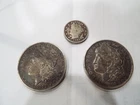 1890 1891 o Morgan Silver Dollar 1904 Liberty Nickel 90% Silver Lot of 3 58 gram