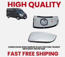 LOWER DOOR WING MIRROR GLASS FOR FORD TRANSIT MK8 RIGHT DRIVER SIDE + BACK PLATE