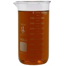 1000ml Beaker, Tall Form, 3.3 Borosilicate Glass, Double Scale, Graduated, 21...