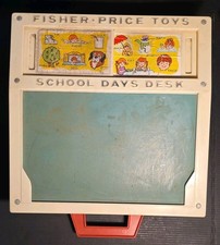 Vintage Original 1972 Fisher Price School Days Play Desk With SomeAccessories