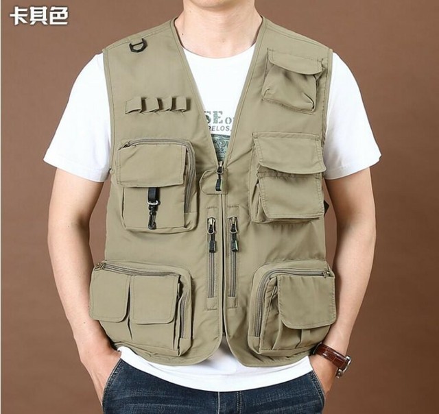 Summer Men Cargo Vest Outdoor Sleeveless Jacket Multipocket Tooling
