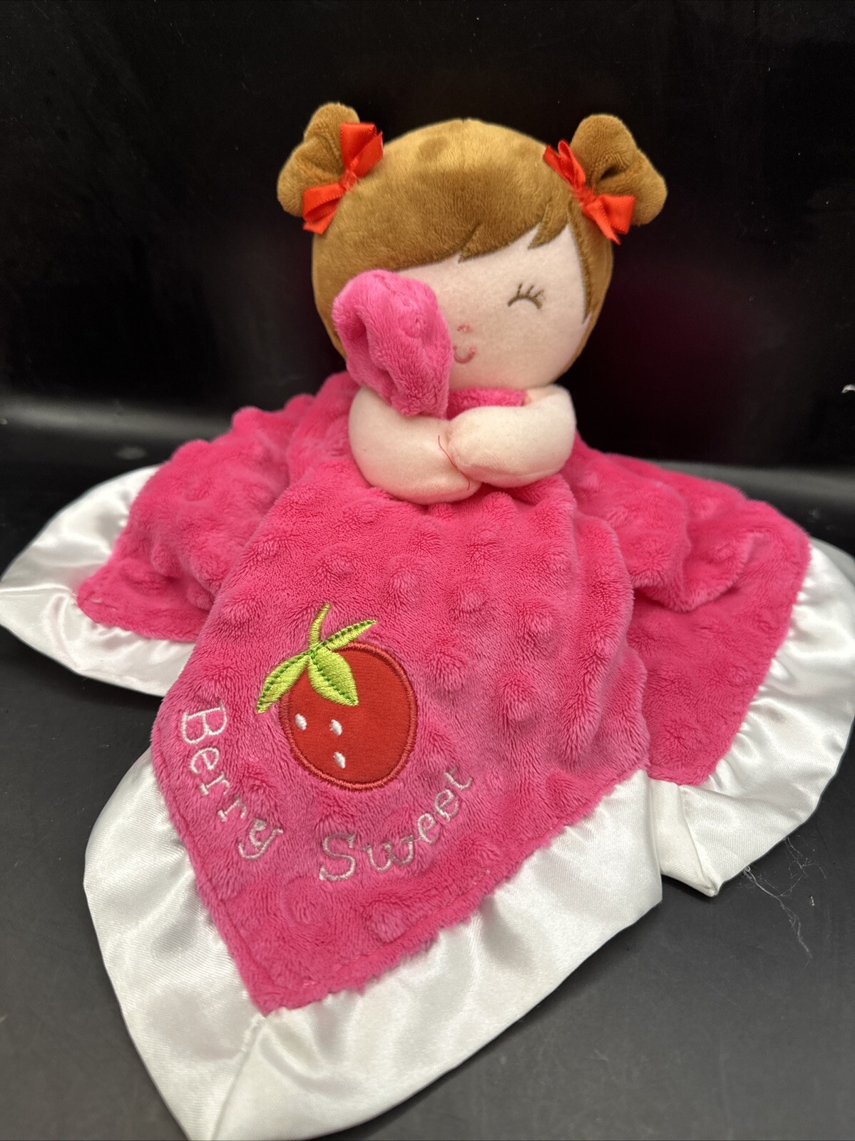 Baby Starters Berry Sweet Pink Plush Girl Doll Satin Security Blanket Toy