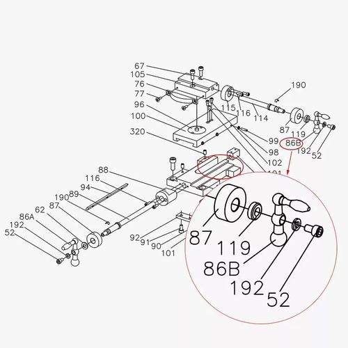 Lathe Crank Handle Compound Rest Three Ball Handle for C3/C2/SC2/G8688&G0765 - Picture 3 of 6