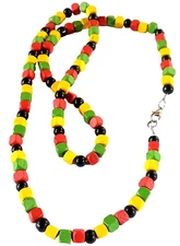 necklace Rasta Roots Beads. Wood One Love Jamaica Reggae Africa Roots bob