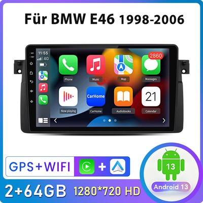 2+64G Android 13 Autoradio Carplay Für 3er BMW E46 318 320 GPS NAVI WiFi SWC RDS