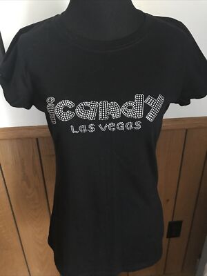 NWT i Candy Las Vegas Bling Black Tee XL 