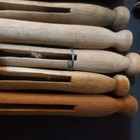 Lot Of 25 Assorted Vintage/ Antique  Wooden Clothes Pins Rounded Flat Wood 4" — photo 2